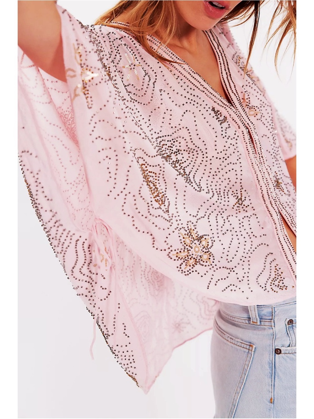 Free People - Desert Nights Embellished Cape Top - Picture 1 of 6